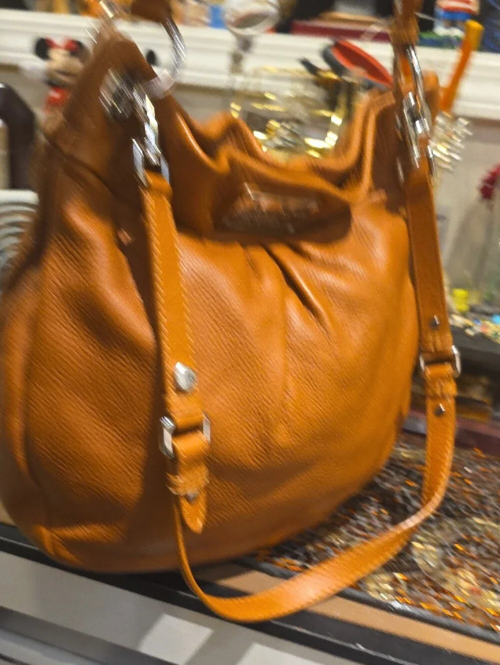 Marc by Marc Jacobs Cognac Leather Shoulder Bag with Silver Hardware